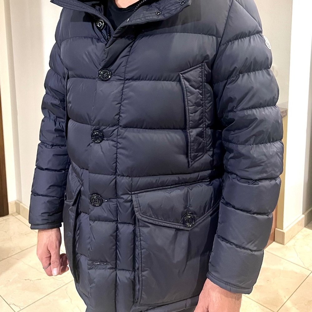 Almost new authentic moncler down jacket /parka with original garment bag